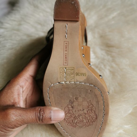 Vince Camuto MATTA Studded Platform Wedge - 2 Pairs available, Black and Tan - Picture 4 of 6